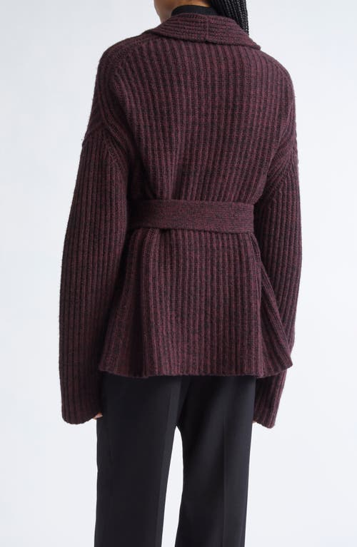 Zankov Paulina Rib Merino Wool Wrap Cardigan In Purple