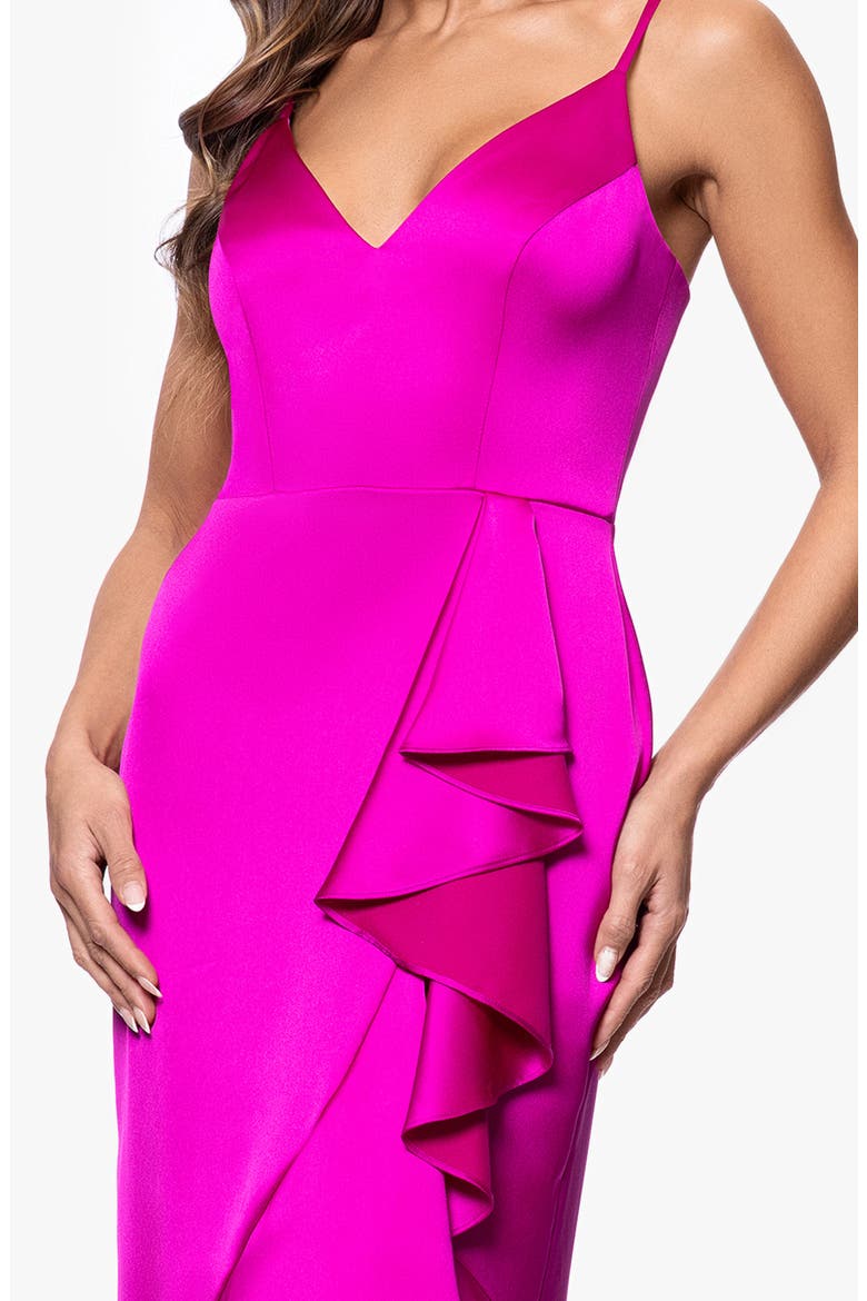 Cascasde Ruffle Detail Satin Cocktail Dress, Alternate, color, MAGENTA