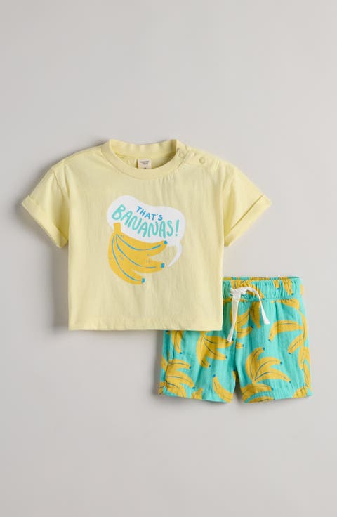Graphic Cotton T-Shirt & Shorts Set (Baby)
