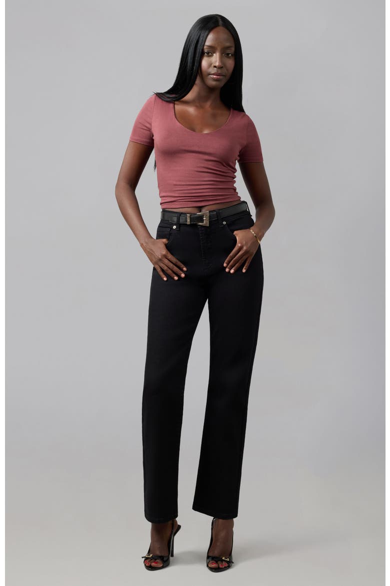 Denver High Rise Straight Jeans, Alternate, color, Black