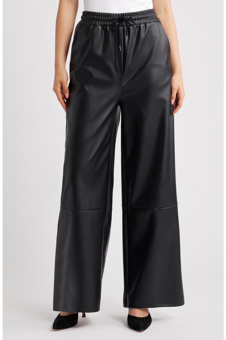 Ihzoma Faux Leather Pants, Main, color, BLACK