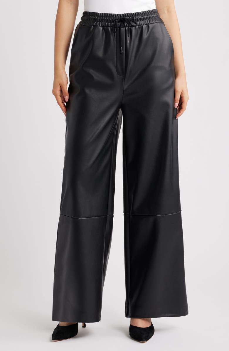 ICHI Ihzoma Faux Leather Pants, Main, color, Black