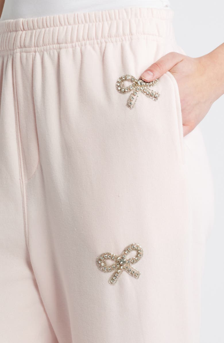 LoveShackFancy Lillia Crystal Bow Sweatpants, Alternate, color, 