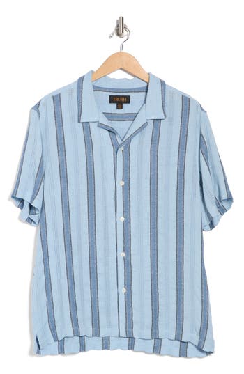 Truth Stripe Print Button-up Camp Shirt
