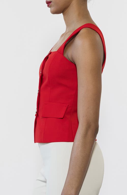 Alexia Admor Poelne Button Front Vest Top In Red