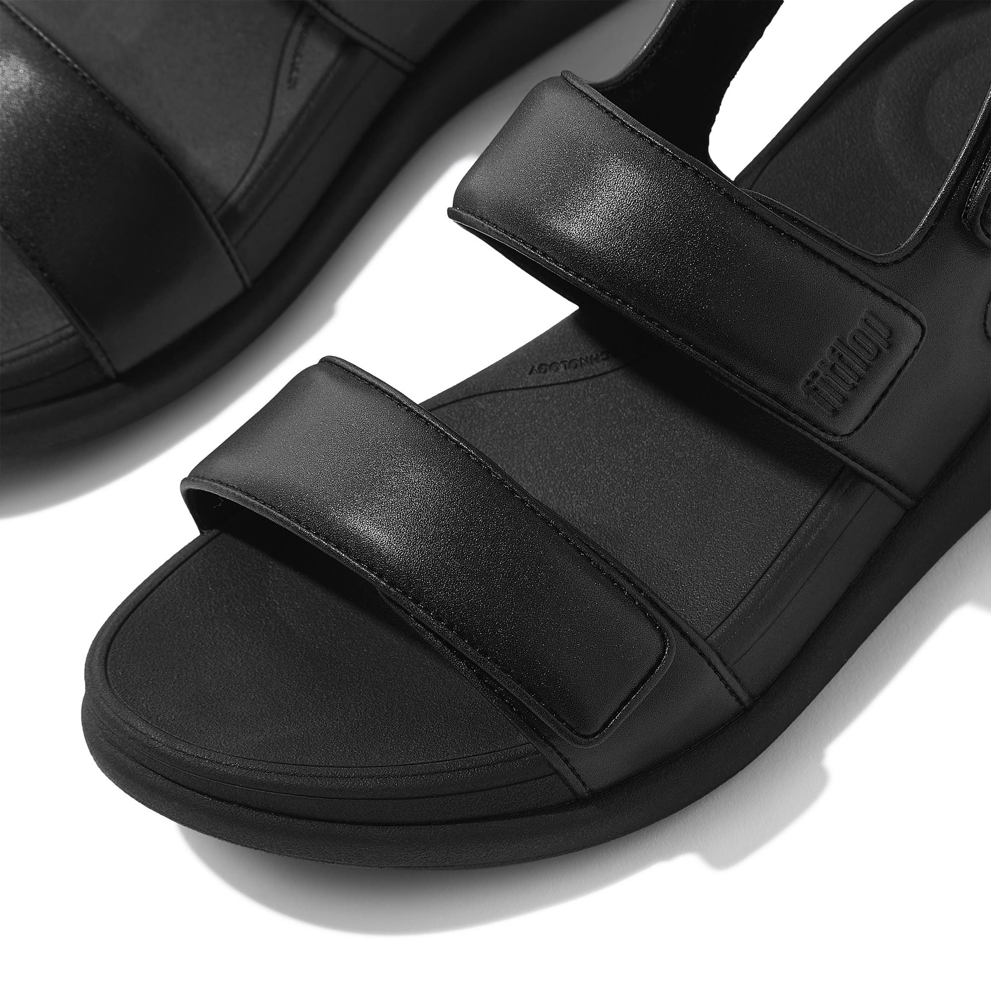 FitFlop F-Mode Go Adj Flatform Sandal, Alternate, color, All Black