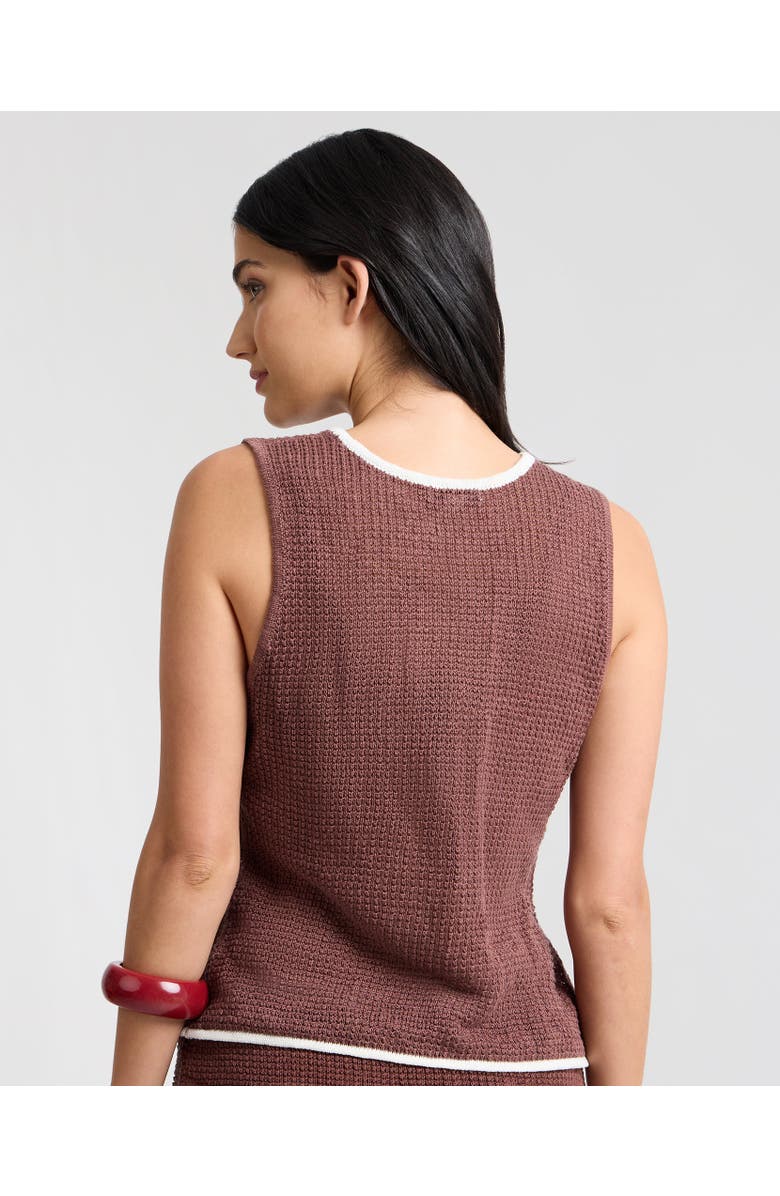 Onia Knit Tie V-Neck Front Tank Top, Alternate, color, Brown/White