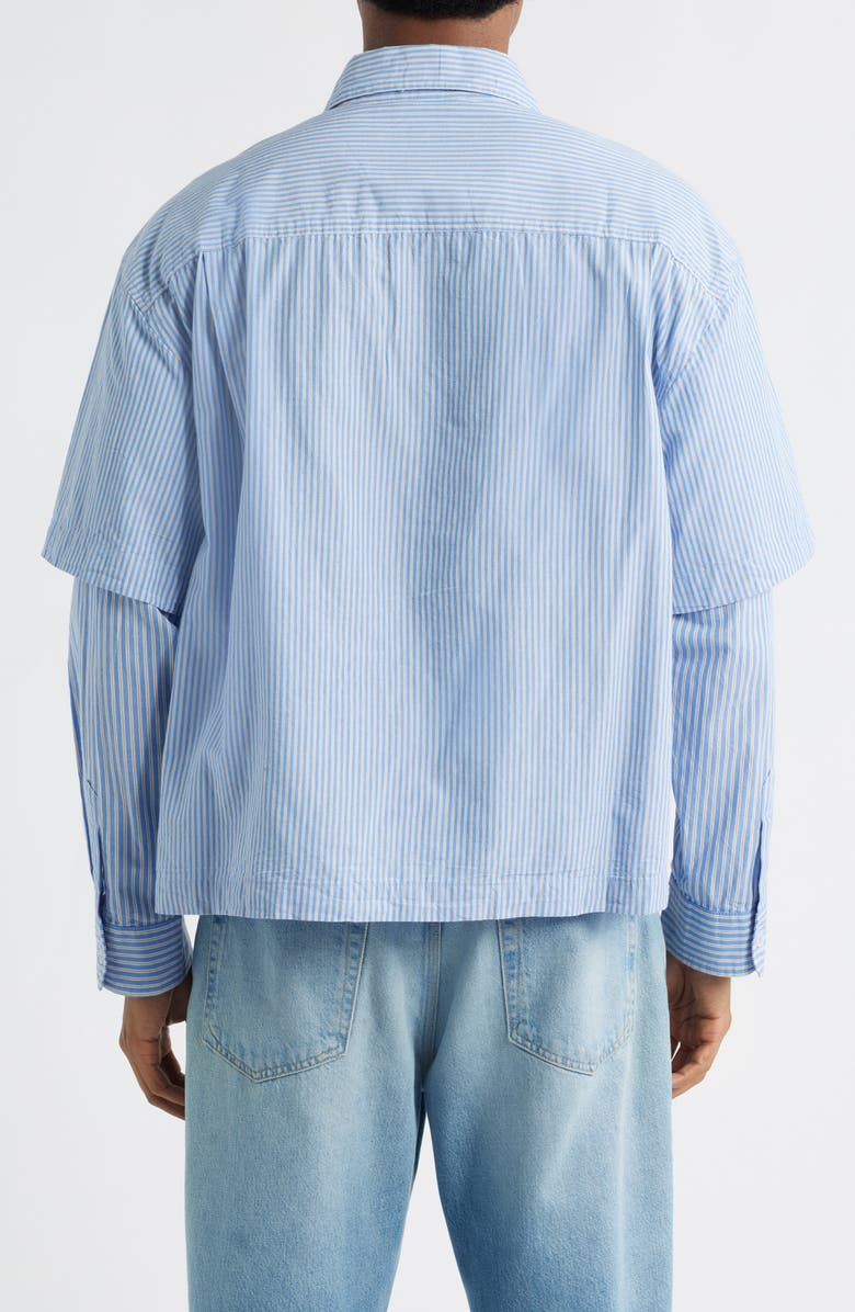 BDG Urban Outfitters Layered Stripe Cotton Button-Up Shirt, Alternate, color, Blue Stripe