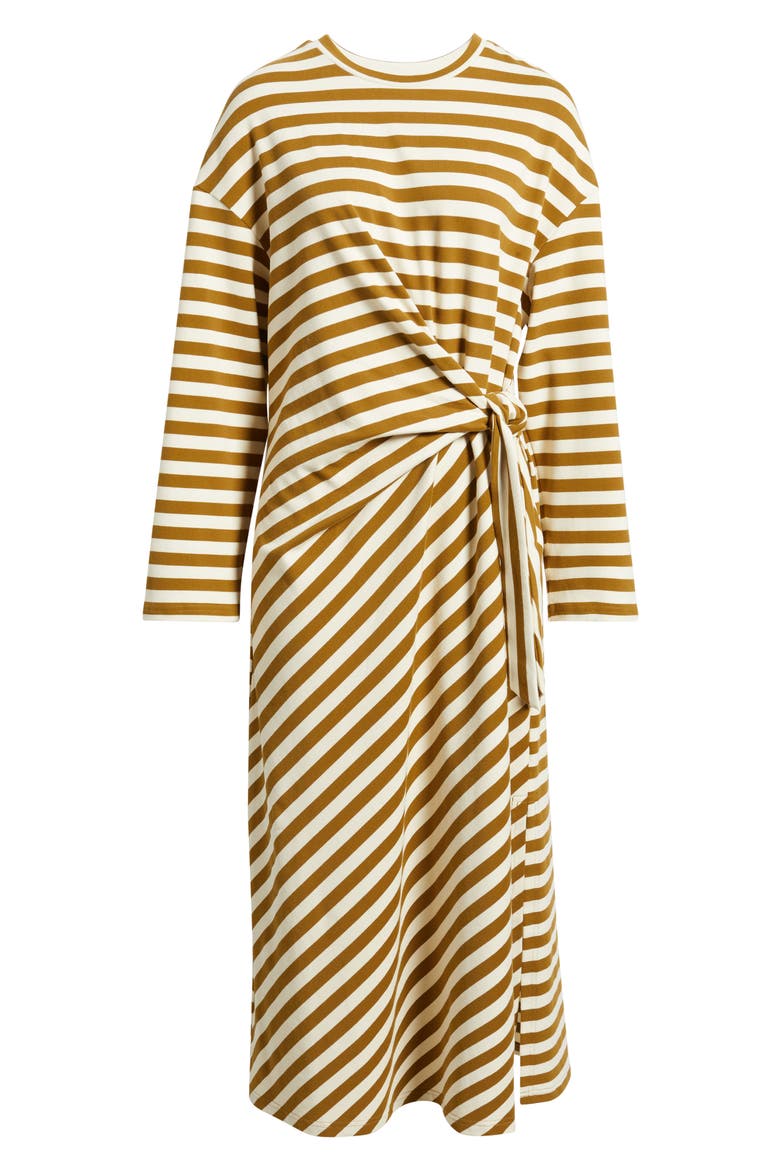 Fenouil Directional Stripe Long Sleeve Dress, Alternate, color, OLIVE