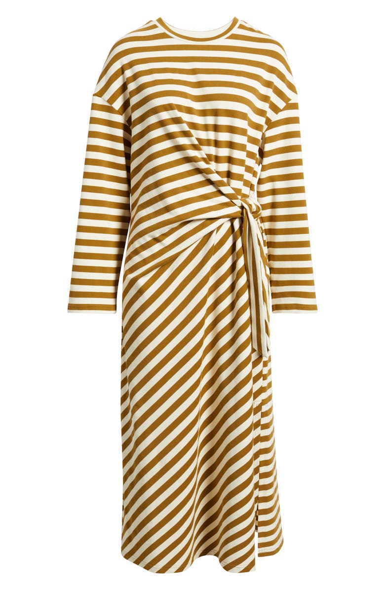 FRNCH Fenouil Directional Stripe Long Sleeve Dress, Alternate, color, Olive
