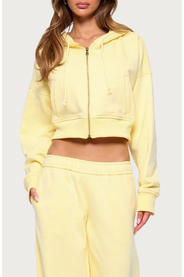 Byrdi Crop Zip-Up Hoodie, Main, color, YELLOW