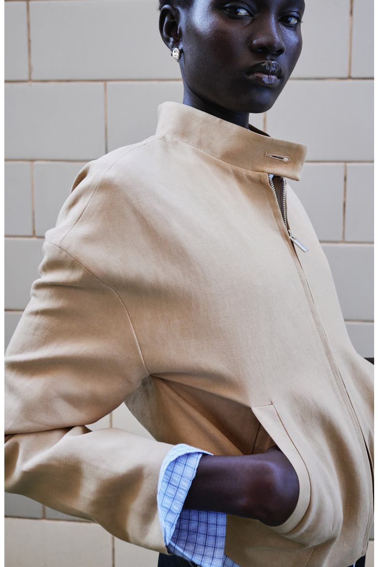 Linen Blend Jacket, Alternate, color, BEIGE