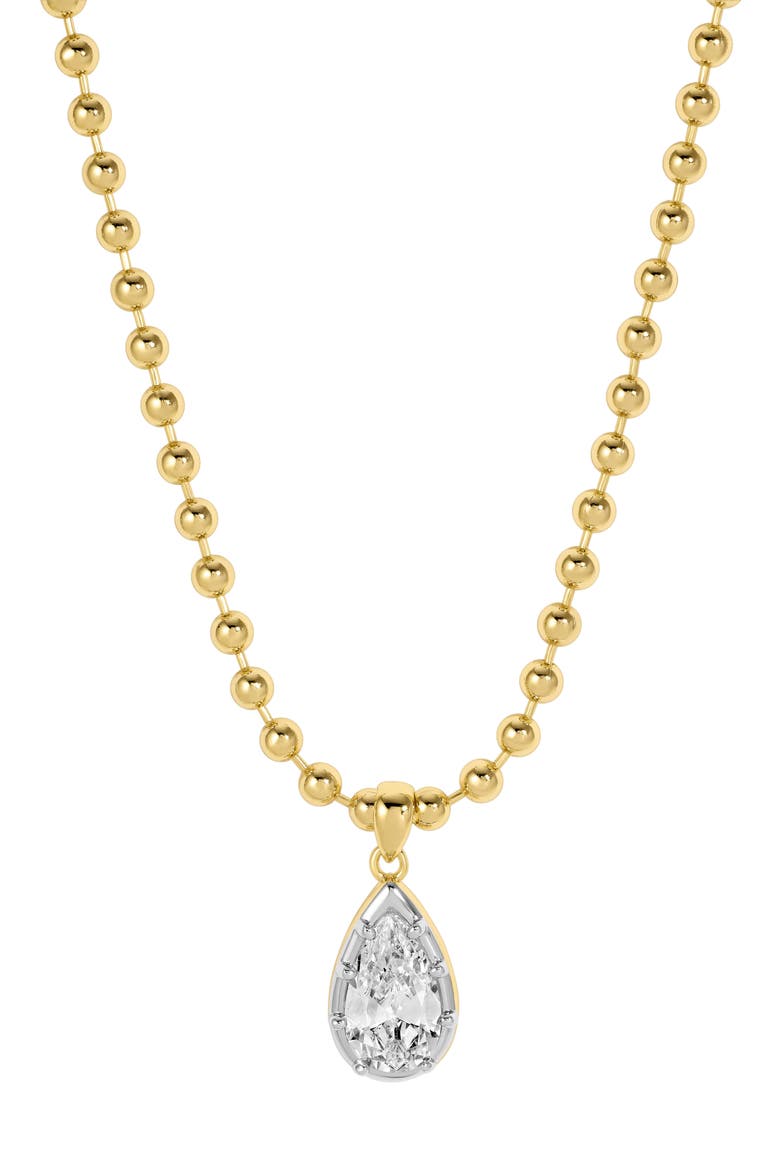 Large Cleo Pear Pendant Necklace, Main, color, TWO TONE