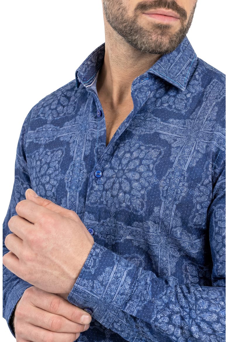 Fibonacci Contemporary Fit Button-Up Shirt, Alternate, color, BLUE