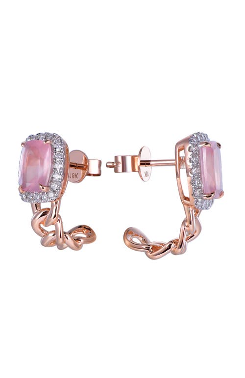 Kahn High Jewelry Rose Quartz Earrings With Diamonds In Pink