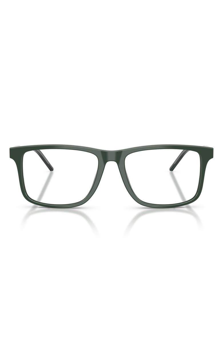 Emporio Armani 55mm Square Optical Glasses, Main, color, Shiny Green / Demo Lens