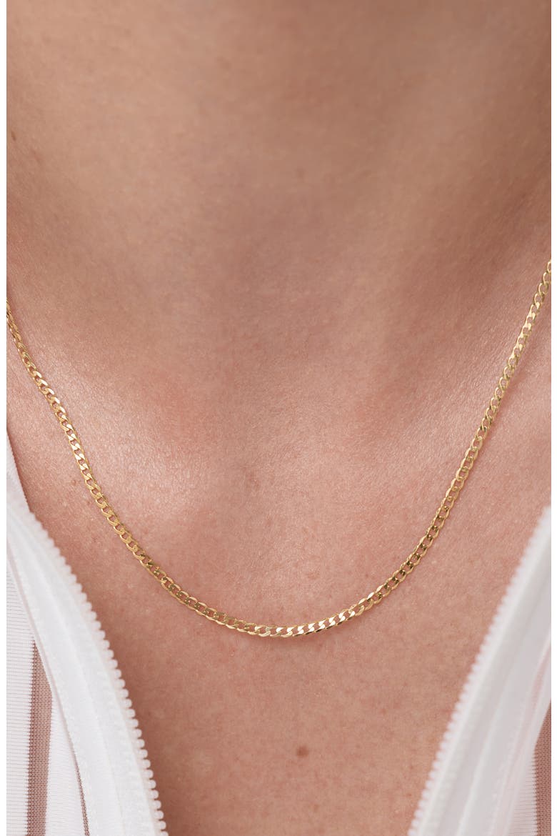 Solid Yellow Gold - Mini Curb Chain Necklace, Alternate, color, Gold