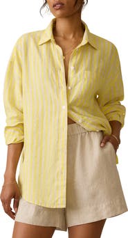 Faherty Laguna Stripe Linen Button-Up Shirt
