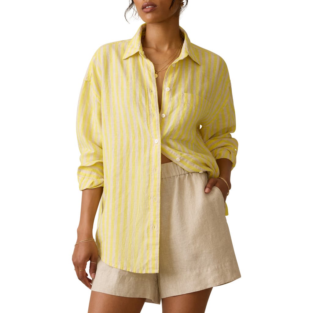 Faherty Laguna Stripe Linen Button-up Shirt