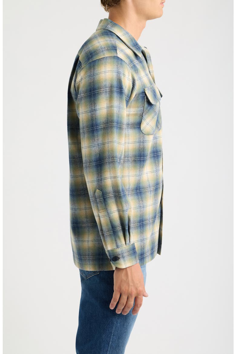 Board Plaid Wool Flannel Button-Up Overshirt, Alternate, color, BLUE/ GREEN OMBRE