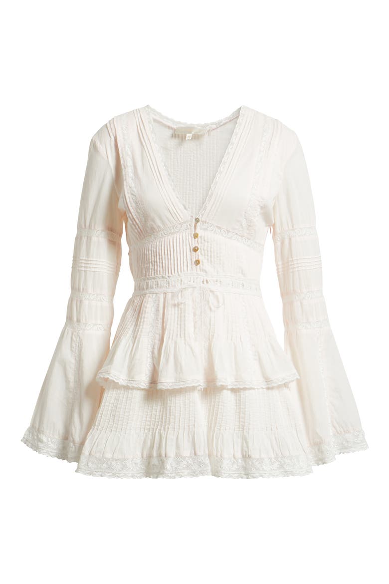 Kinsale Lace Trim Long Sleeve Minidress, Alternate, color, PINK