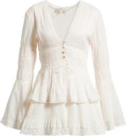 LoveShackFancy Kinsale Lace Trim Long Sleeve Minidress