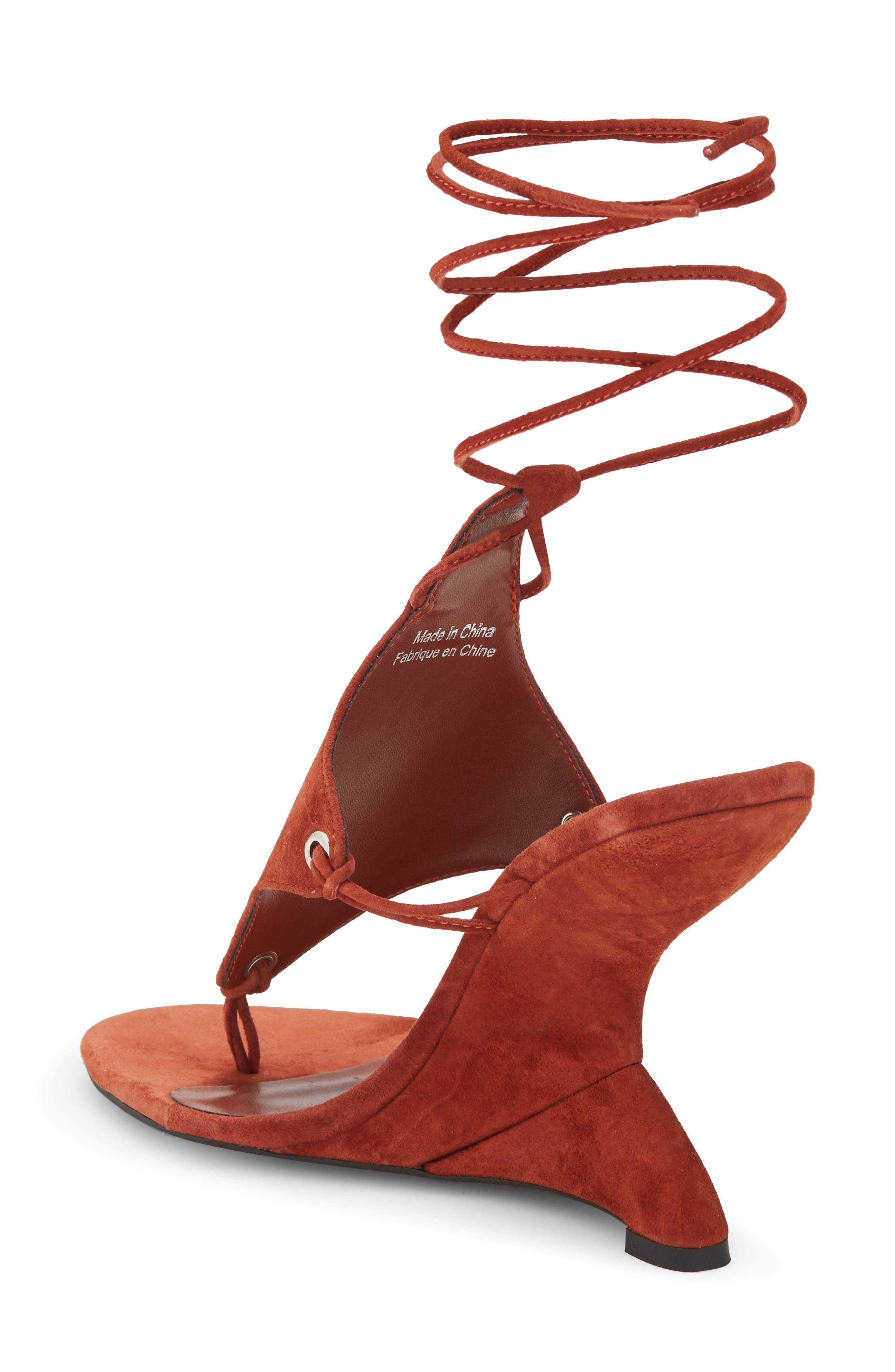 Pachouli Ankle Wrap Wedge Sandal, Alternate, color, RUST SUEDE