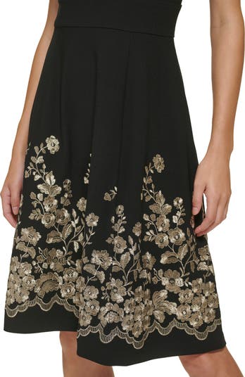 Calvin klein embroidered fit and flare dress on sale