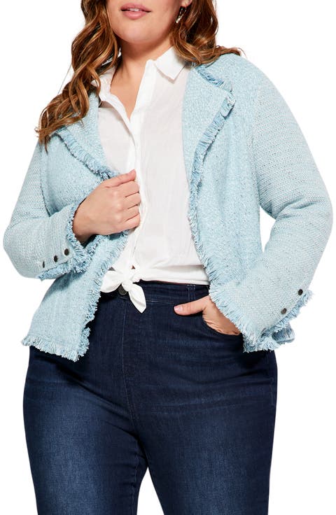 Fringe Mix Knit Jacket (Plus Size)