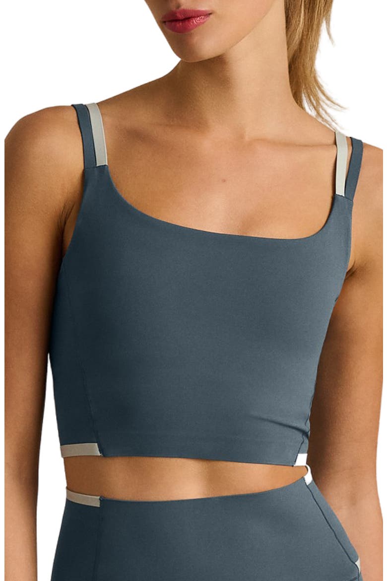 Instinct Contrast Longline UPF 50+ Sports Bra, Main, color, BLUE GRANITE