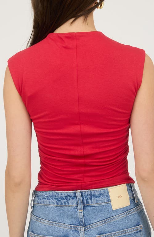 Blu Pepper Side Ruched Cap Sleeve Top In Red