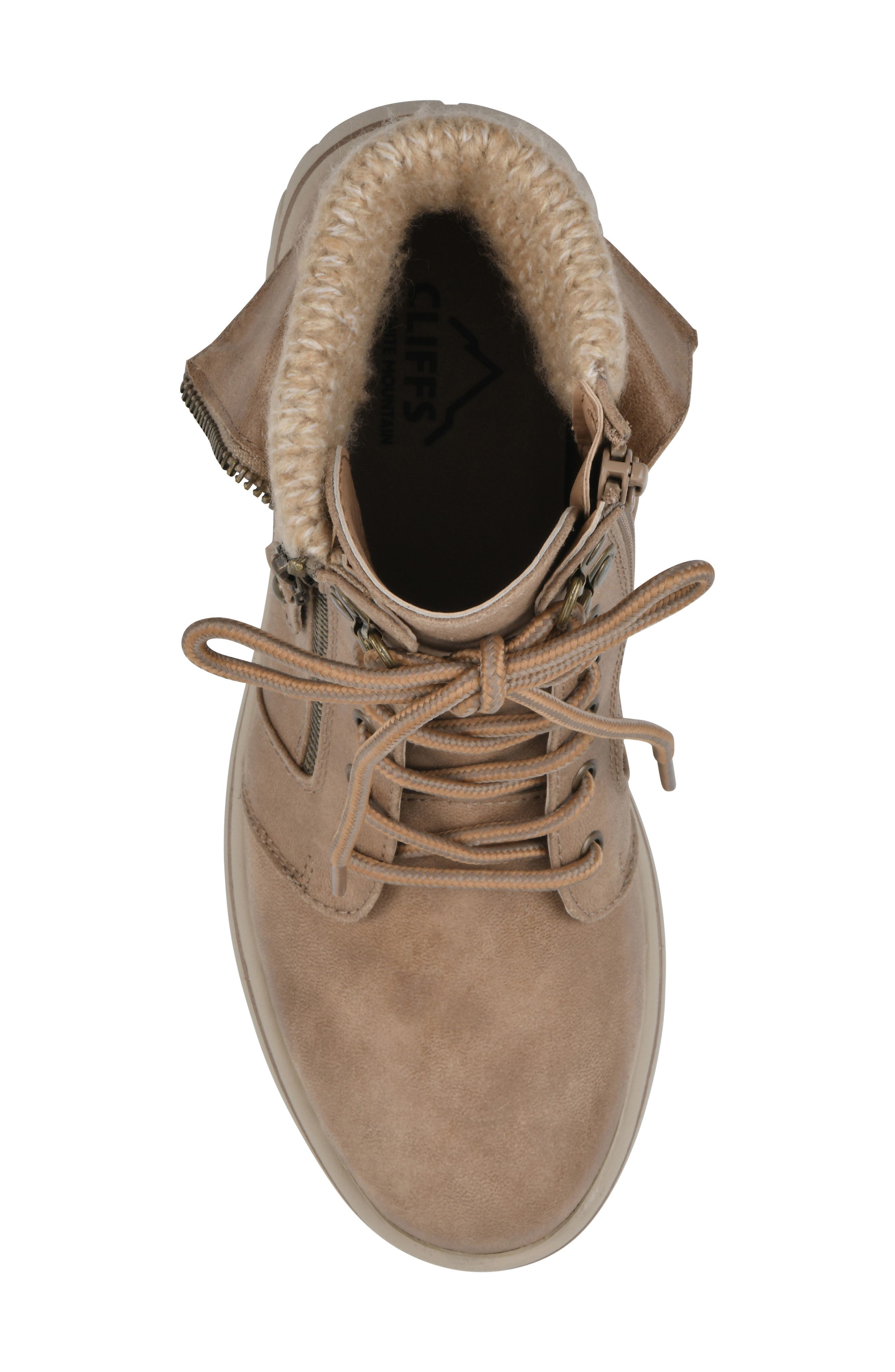 CLIFFS BY WHITE MOUNTAIN Hope Lace-Up Boot, Alternate, color, Natural Fabric