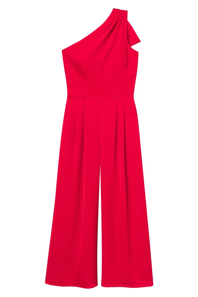 Carmen One-Shoulder Crepe Jumpsuit, Alternate, color, RUBY