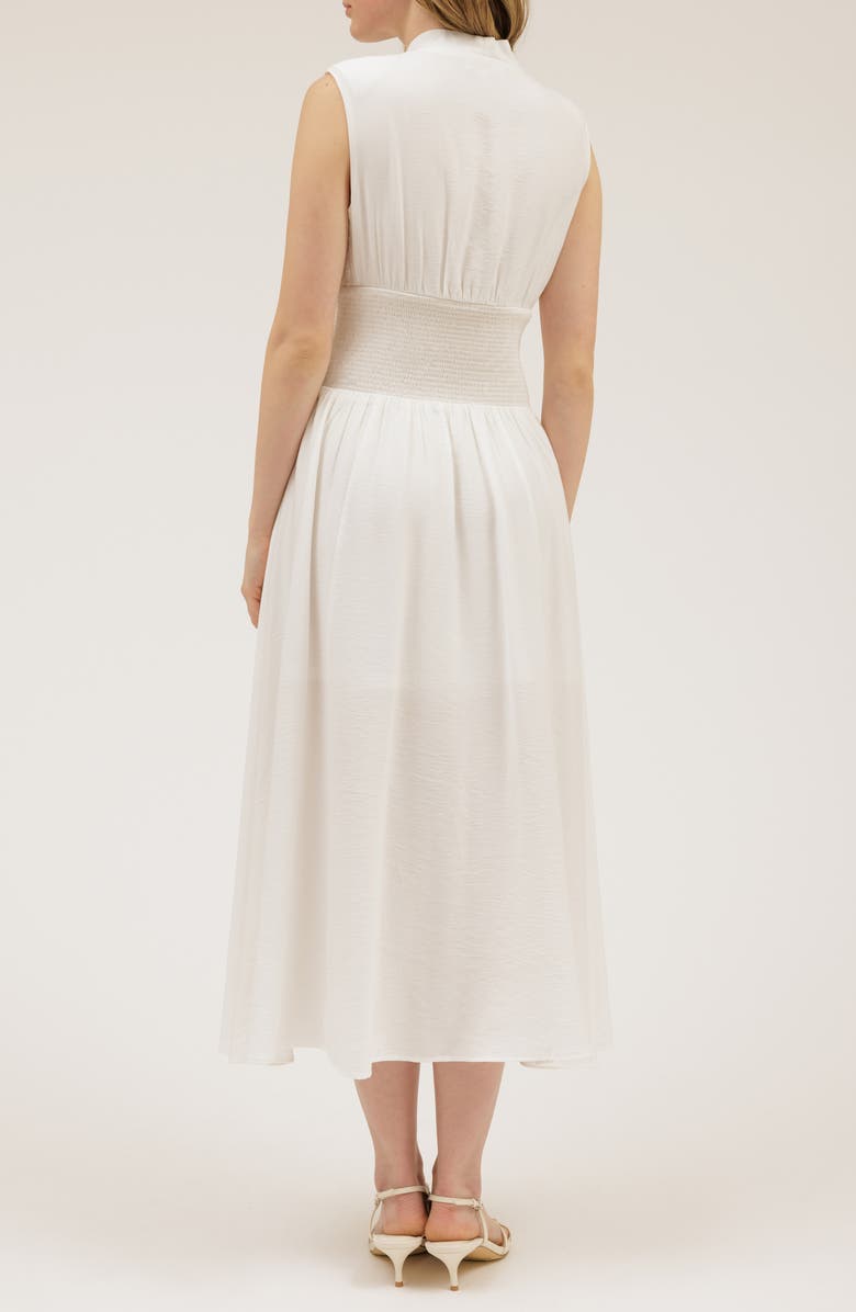 AUGUST SKY Front Zip Midi Dress, Alternate, color, White