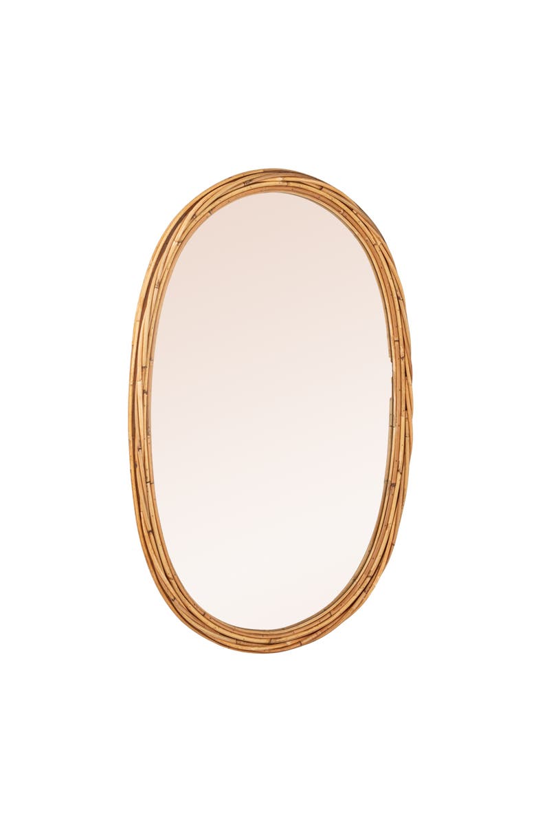 Storied Home Wall Mirror with Rattan Wrapped Frame, Natural, Main, color, Natural