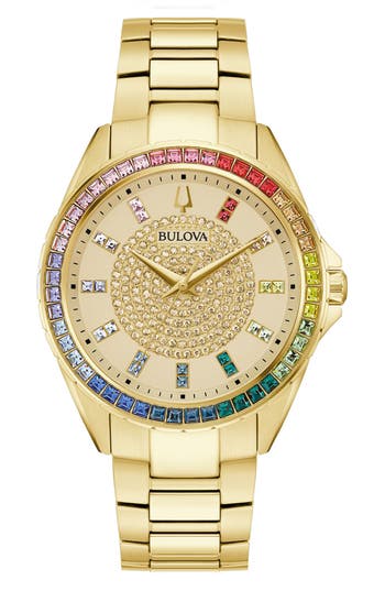 Bulova Men's Classic Phantom Gold-tone Stainless Steel Bracelet Watch 40mm In Gold