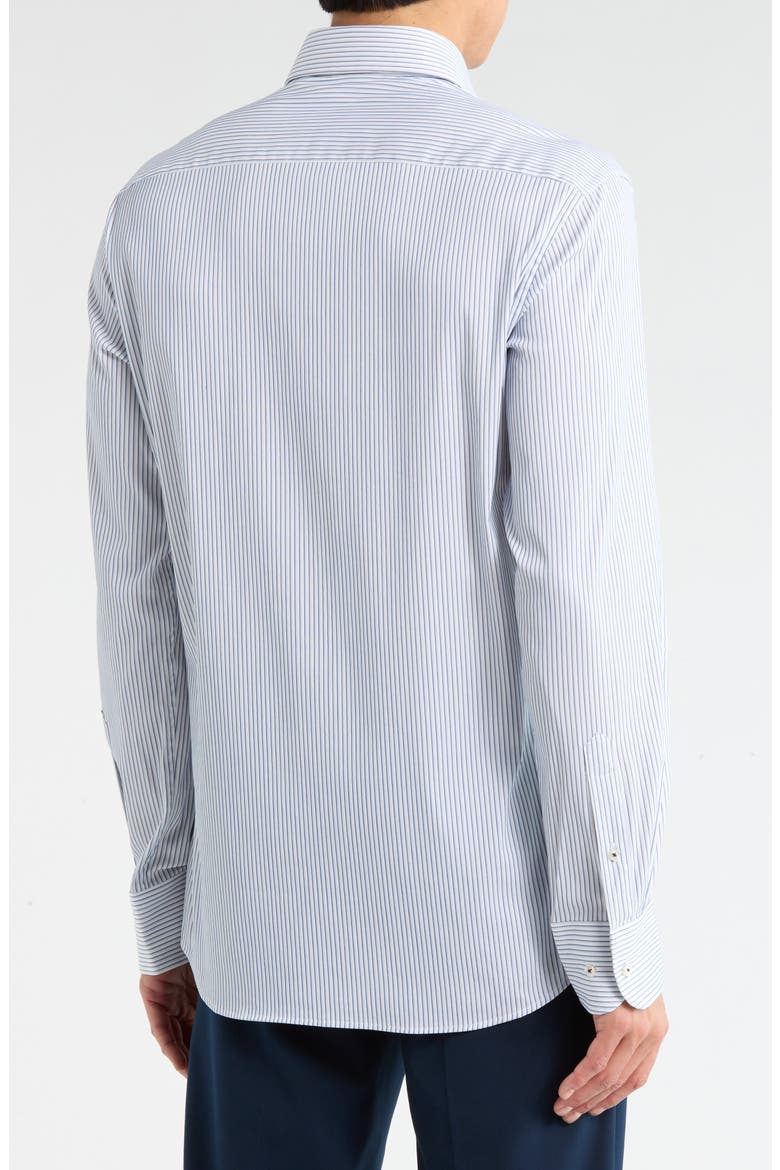 Modern Fit Pique Stripe Button Front Shirt, Alternate, color, BLUE