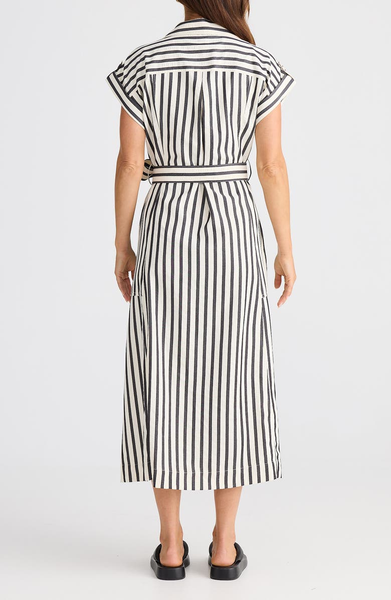 Brave+True Portia Stripe Maxi Shirtdress, Alternate, color, Black Stripe