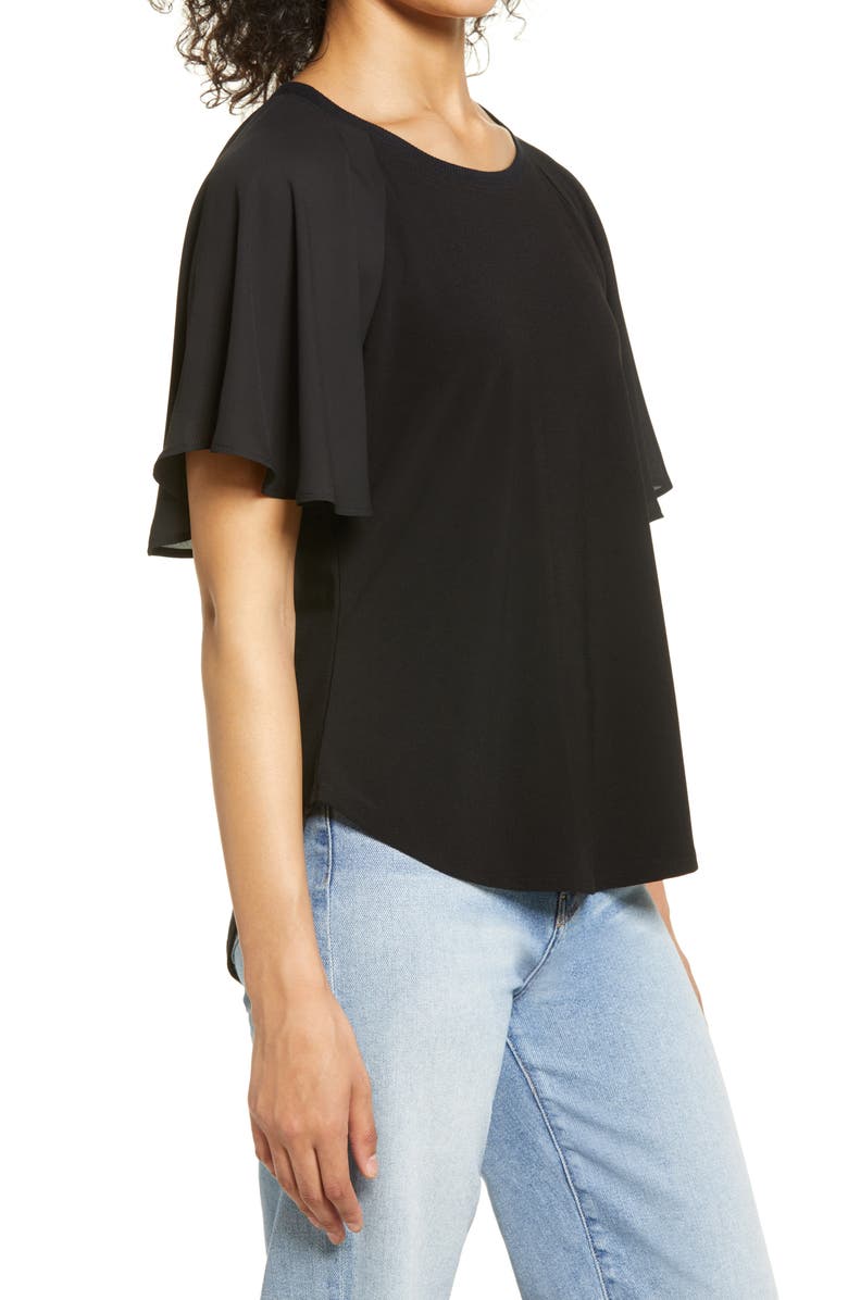 Halogen<sup>®</sup> Flutter Sleeve Mixed Media Top, Alternate, color, 