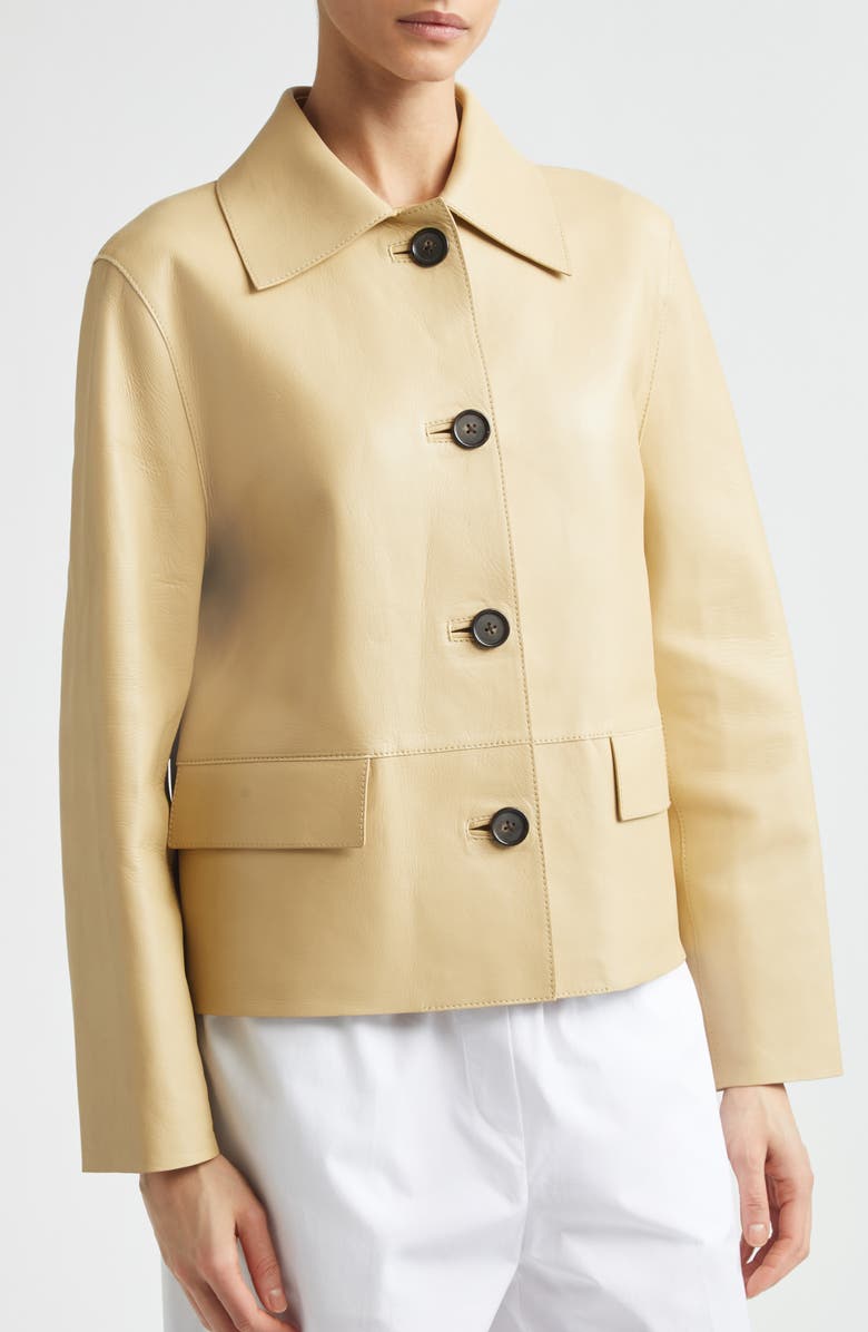 TOTEME Bonded Lambskin Leather Jacket, Alternate, color, Chai