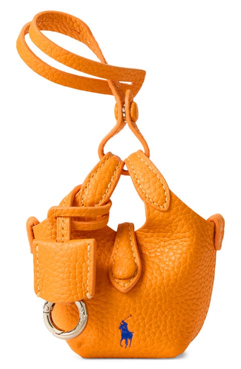 Pebbled Leather Mini Tote Bag Charm