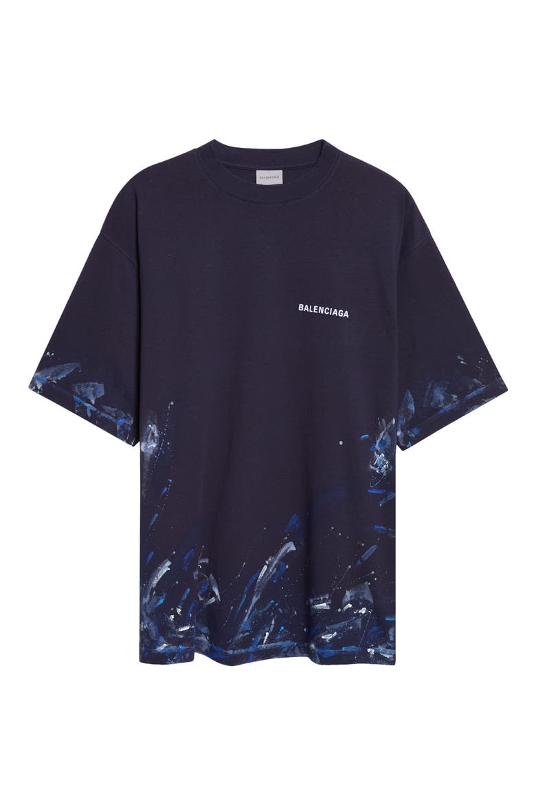 Medium Fit Paint Splatter Logo Embroidered T-Shirt, Main, color, 8065 NAVY