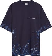 Balenciaga Medium Fit Paint Splatter Logo Embroidered T-Shirt