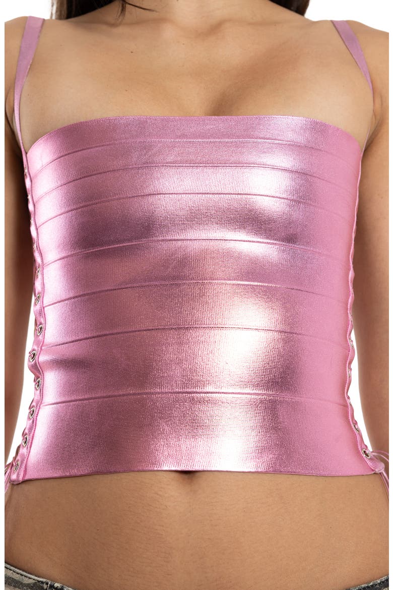Metallic Bandage Bustier Top, Alternate, color, PINK
