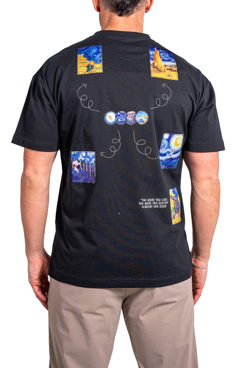 Maceoo Ascension Eyes Appliqué Cotton Graphic T-Shirt, Alternate, color, Black