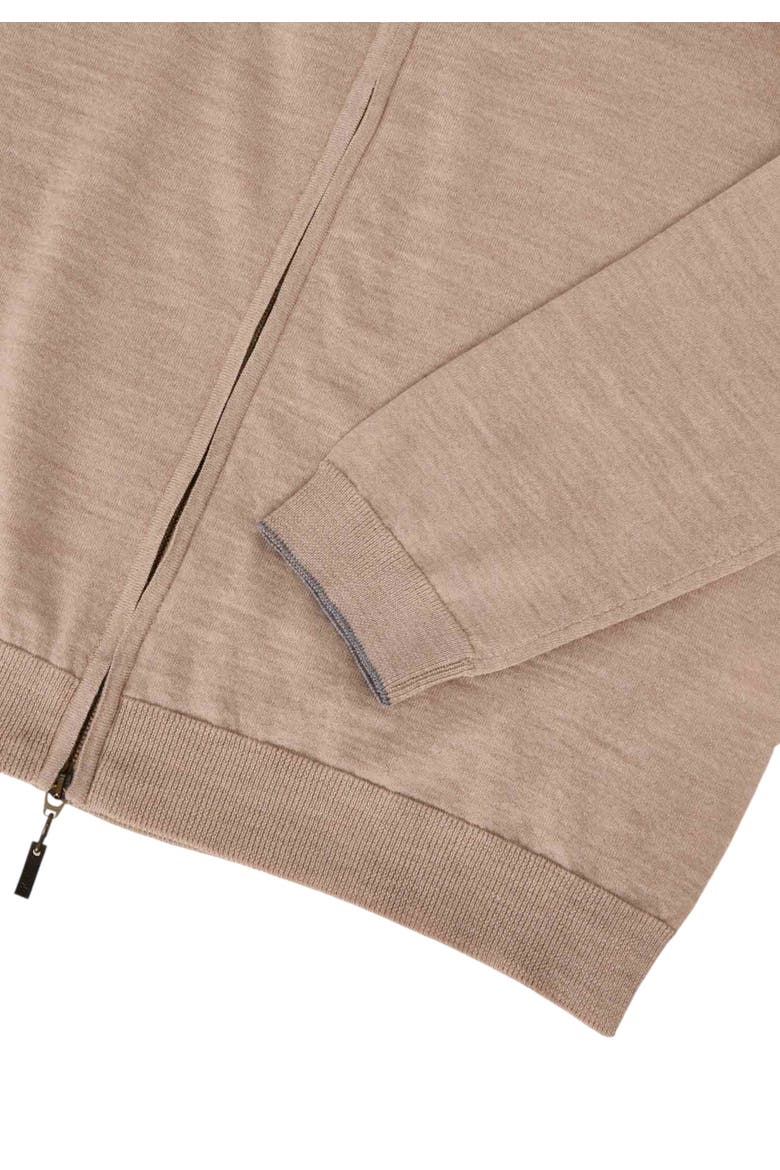 Dalton Full Washable Merino Zip Sweater, Alternate, color, Flax/Gray Tipping