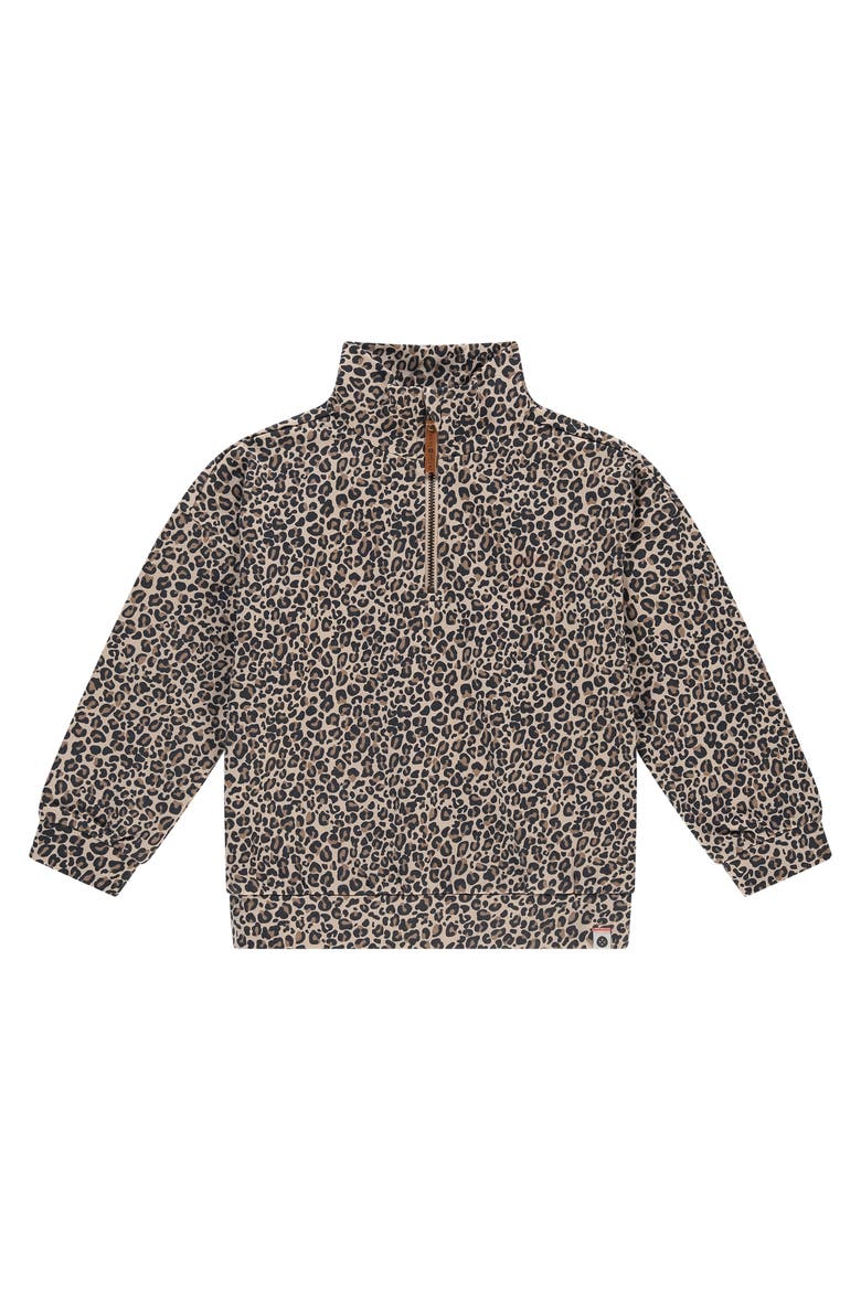Leopard Quarter Zip Sweatshirt, Main, color, Beige