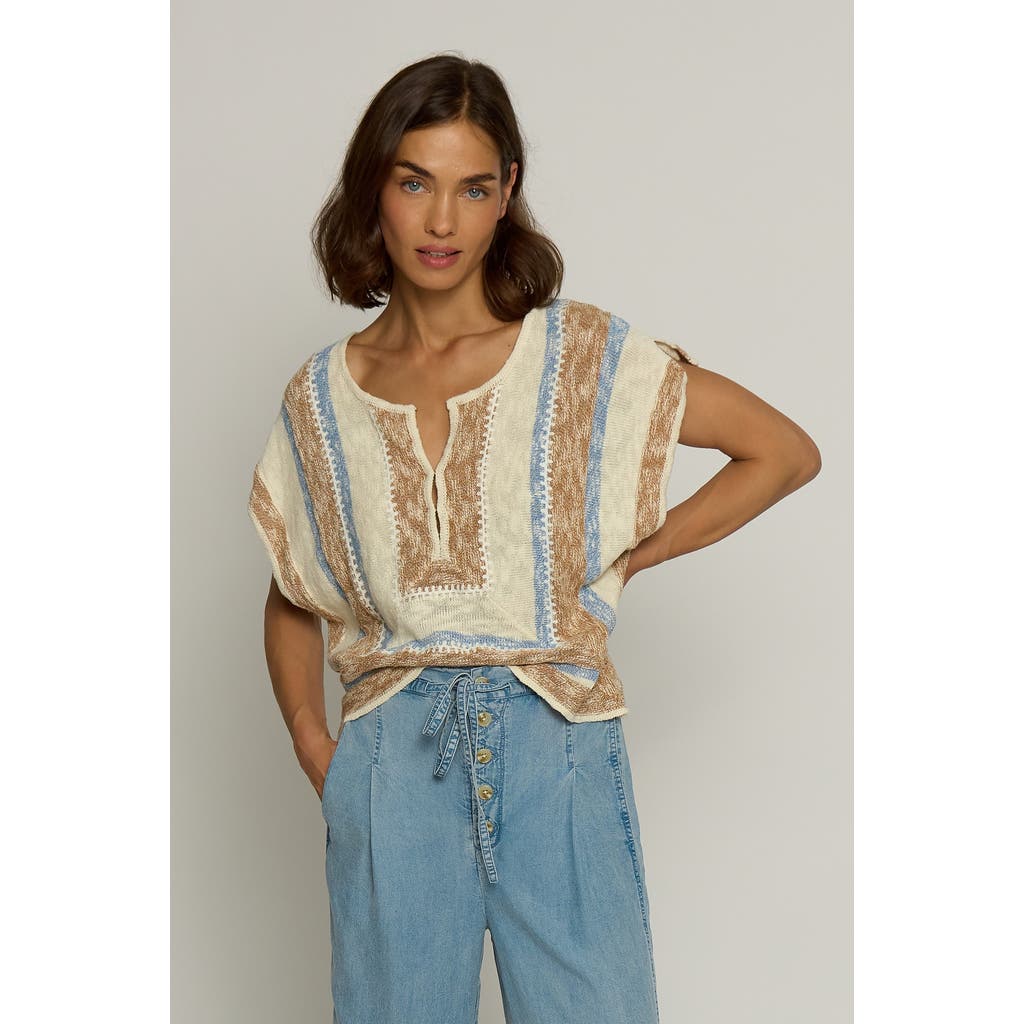 Central Park West Mitred Stripe Square Top