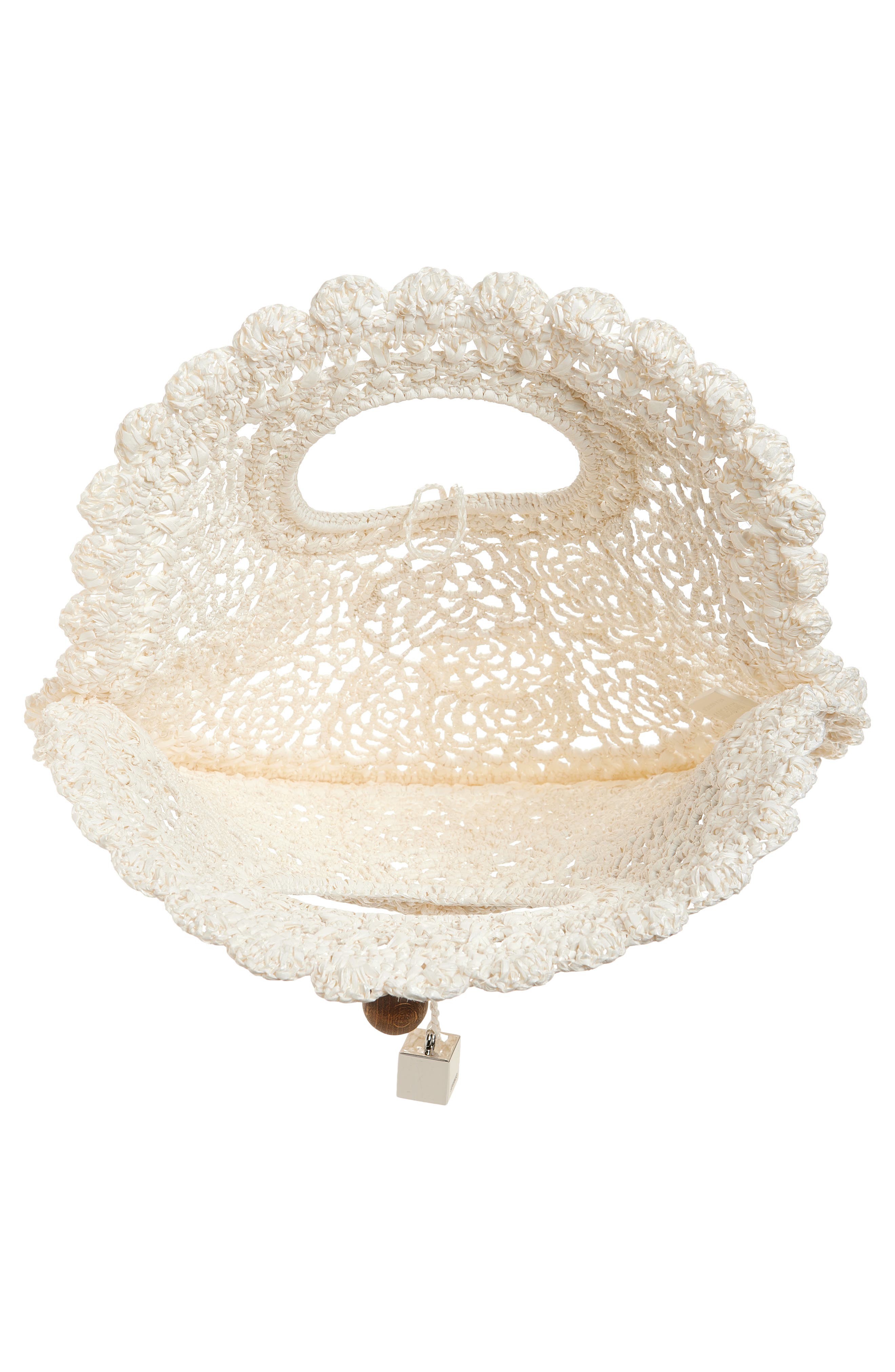 Jacquemus Small Spiaggia Round Crochet Bag, Alternate, color, White 100
