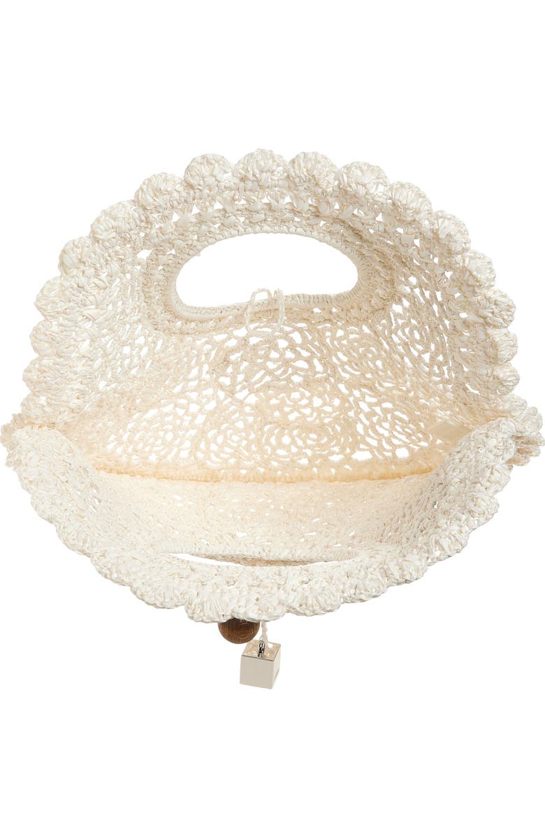 Jacquemus Small Spiaggia Round Crochet Bag, Alternate, color, White 100